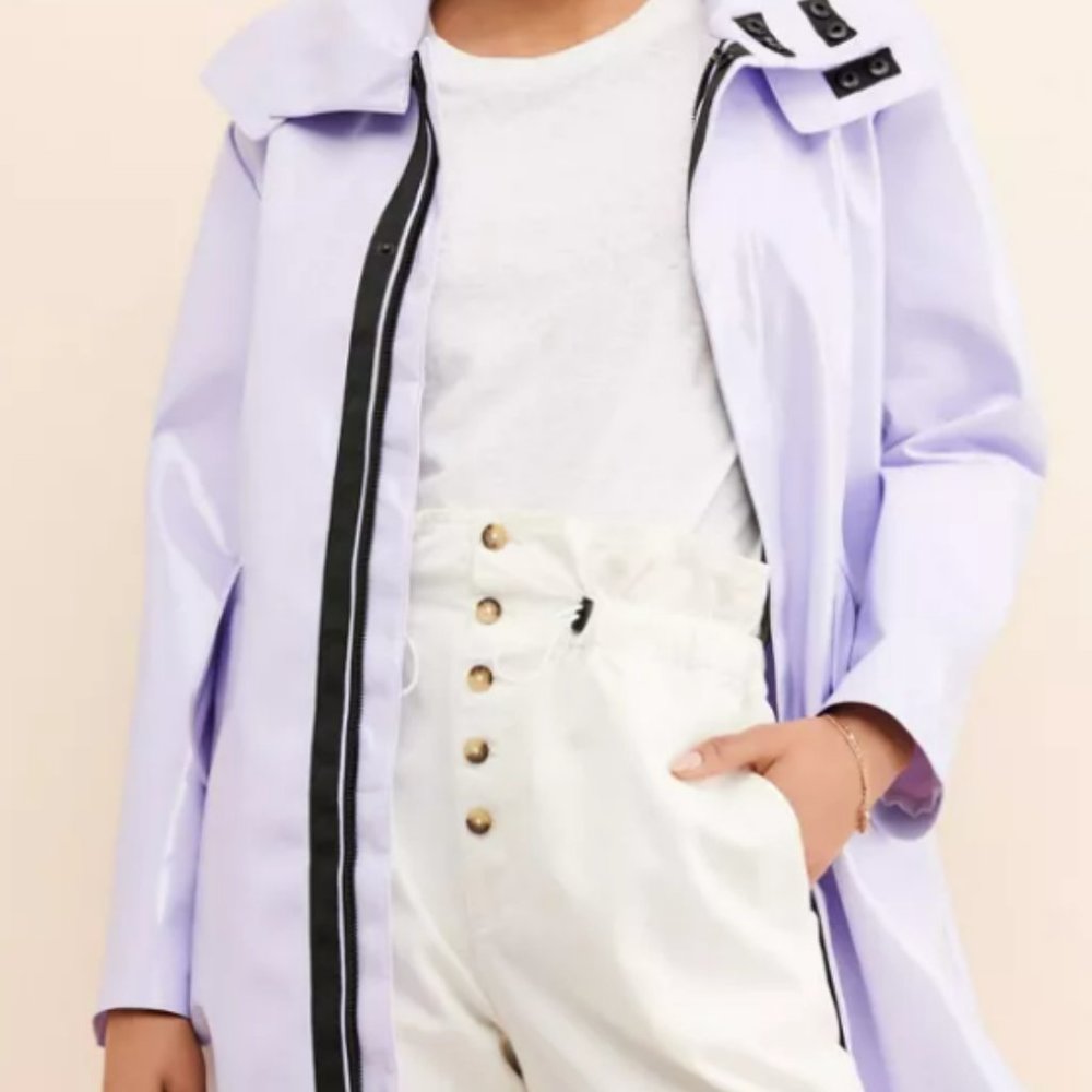 Avec Les Filles Patent Faux-Leather Rain Jacket